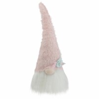 Northlight 16 Pink and White Spring and Easter Gnome Table Top Head with a Blue Flower