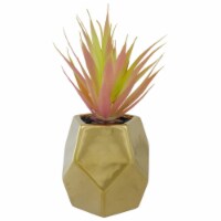 NorthLight 34738377 8 in. Green Artificial Sword Grass in Gold Geometric Pot
