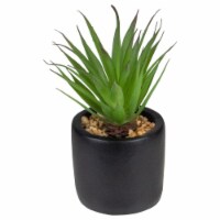 NorthLight 34738366 7 in. Green Artificial Sword Grass Pot, Black