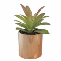 NorthLight 34738378 5 in. Green Artificial Aloe Plant in Rose Gold Pot