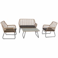 Northlight 34738885 16.5 x 37.5 x 21.75 in. Kingstown Rattan Outdoor Patio Conversation Set w