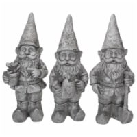 Northlight 34739288 15.75 in. Gardening Garden Gnomes Outdoor Statues, Gray - Set of 3