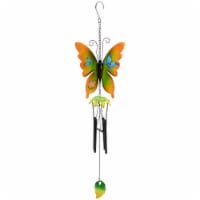 Northlight 34739300 15.75 in. Metal Butterfly Outdoor Garden Windchime, Orange & Green