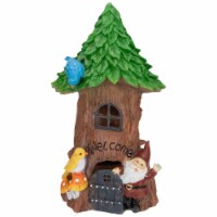 Northlight 34739286 14 in. Solar Lighted Welcome Gnome Tree House Outdoor Garden Statue