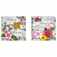 Northlight 34739311 7 in. Love Blooms & Welcome Friends Floral Outdoor Garden Stones - Set of