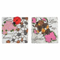 Northlight 34739302 7 in. Love my Garden & Home Sweet Home Floral Outdoor Garden Stones - Set