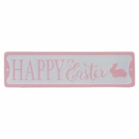Northlight 13 Pink and White Metal Happy Easter Sign with Bunny Rabbit Wall Decor