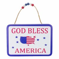 Northlight 8.75 Metal Patriotic GOD BLESS AMERICA Sign with Stars Wall Decor