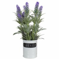 NorthLight 34743513 11 in. Artificial Lavender Arrangement in White Tin Can