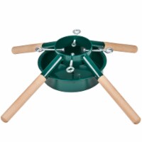 Northlight Green Metal and Wood Live Christmas Tree Stand - For Trees up to 7ft Tall
