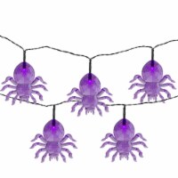 Northlight 10-Count Pre-Lit LED Purple Spider Halloween Lights, 6ft Black Wire