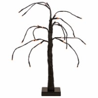 Northlight 24 LED Lighted Black Weeping Halloween Twig Tree - Orange Lights