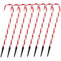 Northlight 8ct Textured Candy Cane Christmas Pathway Marker Lawn Stakes