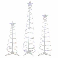 Northlight Set of 3 LED Lighted Multi-Color Outdoor Spiral Christmas Cone Trees 3', 4', and
