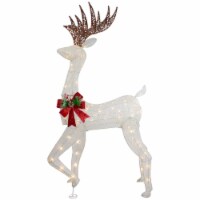 Northlight 60 LED Lighted Glitter Reindeer with Red Bow Outdoor Christmas Decoration