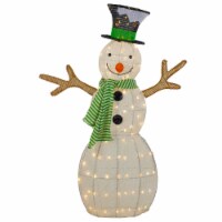 Northlight 43 LED Lighted Snowman with Top Hat and Green Scarf Outdoor Christmas Decoration