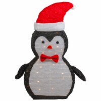 Northlight 28  LED Lighted Tinsel Penguin in Santa Hat Outdoor Christmas Decoration