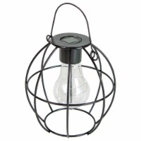 Northlight 34864955 6 in. Black Geometric Outdoor Hanging Solar Lantern with Handle