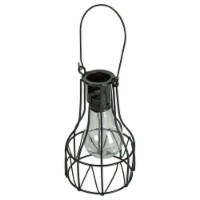 Northlight 34864956 6.5 in. Black Geometric Edison Outdoor Hanging Solar Lantern with Handle