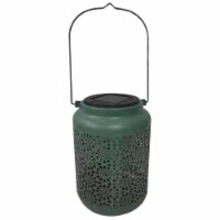 Northlight 34864960 7 in. Green Integrated Floral Pattern Outdoor Solar Lantern with Handle