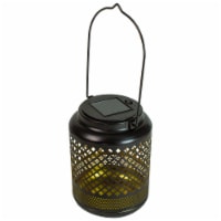 Northlight 34864961 7 in. Black Diamond Cut Out LED Outdoor Solar Lantern with Handle