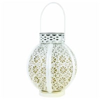 Northlight 34864966 7 in. White Integrated Floral Pattern Outdoor Solar Lantern with Handle