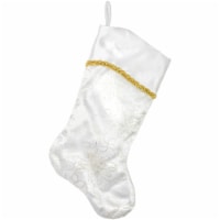 Northlight 20.5 White and Gold Glitter Poinsettia Christmas Stocking