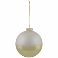 Northlight 3.5  Brushed White and Gold Glass Ball Christmas Ornament