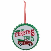 Northlight 4 White Iron Cap Fresh Cut Christmas Tress With a Vintage Truck Ornament