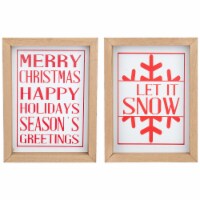 Northlight Set of 2 Red and White Holiday Slogans Wooden Christmas Plaques