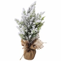Northlight 9.5  Heavily Flocked Pine Tree in Burlap Base Christmas Decoration