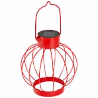 Northlight 34864980 6.5 in. Red Outdoor Hanging LED Solar Lantern with Handle