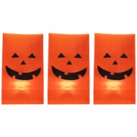 Northlight Set of 3 Jack-O-Lantern Halloween Luminary Pathway Markers - 5ft Black Wire