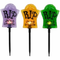 Northlight Set of 3 Tombstone Halloween Pathway Markers - 3.5ft Black Wire