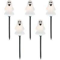 Northlight Set of 5 Ghost Shaped Halloween Pathway Markers - 3.75ft Black Wire