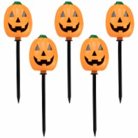 Northlight Set of 5 Jack-O-Lantern Shaped Halloween Pathway Markers - 3.75ft Black Wire