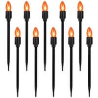 Northlight Set of 10 Orange C9 Bulb Halloween Pathway Markers - 8.75' Black Wire
