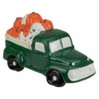 Northlight 9.5 LED Lighted Green Ceramic Truck Hauling Pumpkins Autumn Harvest Decoration