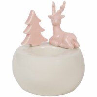Northlight 4.5 Pink Reindeer with Tree Christmas Tea Light Candle Holder