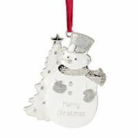 Northlight 3.5 White Silver-Plated Snowman Merry Christmas Ornament with European Crystals