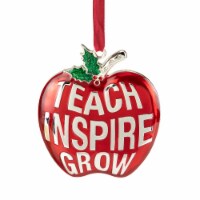 Northlight 3.25 Red Silver Plated Apple Teacher Christmas Ornament with European Crystals