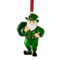 Northlight 3.5 Green Brass-Plated Irish Santa Christmas Ornament with European Crystals