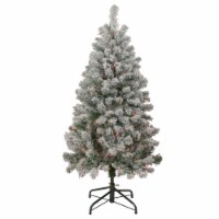Northlight 4.5' Pre-Lit Flocked Madison Pine Artificial Christmas Tree, Multi Lights Perspective: Main