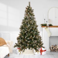 Northlight Real Touch™️ Pre-lit Snow Valley Pine Artificial Christmas Tree - 7.5' - Clear