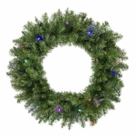 Northlight Pre-Lit Rockwood Pine Artificial Christmas Wreath, 24-Inch, Multi LED Lights