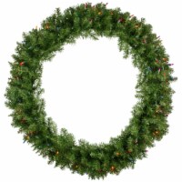 Northlight Pre-Lit Rockwood Pine Artificial Christmas Wreath, 36-Inch, Multi Lights