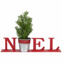 Northlight 13 Red NOEL Potted Faux Pine in Metal Planter Christmas Tabletop Plaque