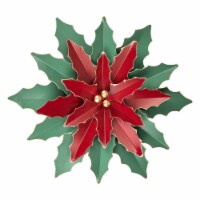 Northlight 16.25  Large Red and Green Metal Poinsettia Christmas Wall Hanging