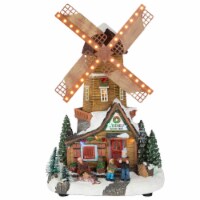 Northlight 13.25  LED Lighted Animated and Musical Windmill Christmas Village Display Piece