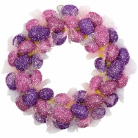 Northlight Glittered Pink and Purple Easter Egg Wreath, 20-Inch, Unlit